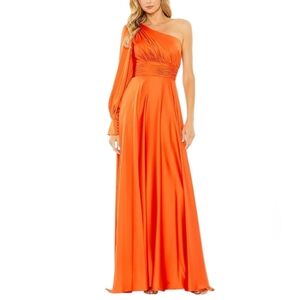 Ieena for Mac Duggal One-Shoulder Orange Gown, New - Size 10